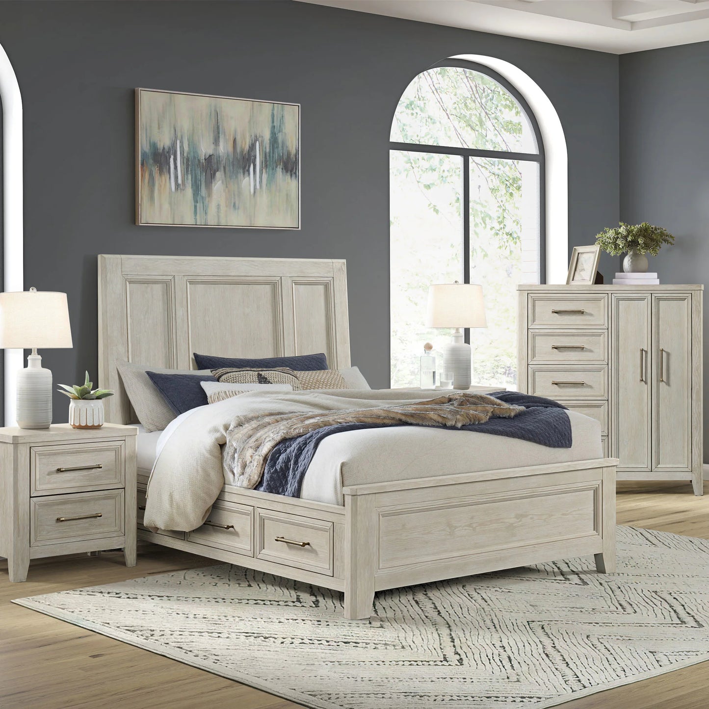 Carlson - Queen Storage Bed - Washed Linen