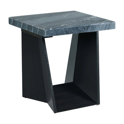 Beckley - End Table With Dark Marble Top - Blue