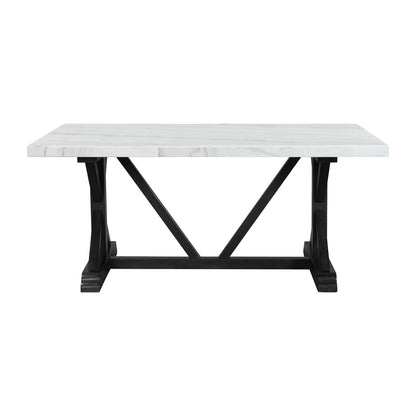 Tuscany - 70" Marble Standard Height Rectangular Dining Table - White