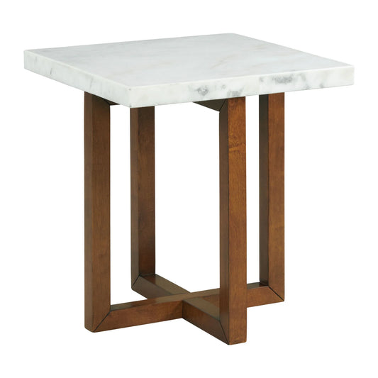Morris - Marble Square End Table - White