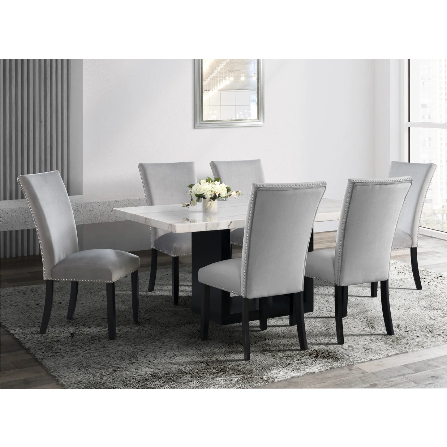 Valentino - White Marble Standard Height Dining Table