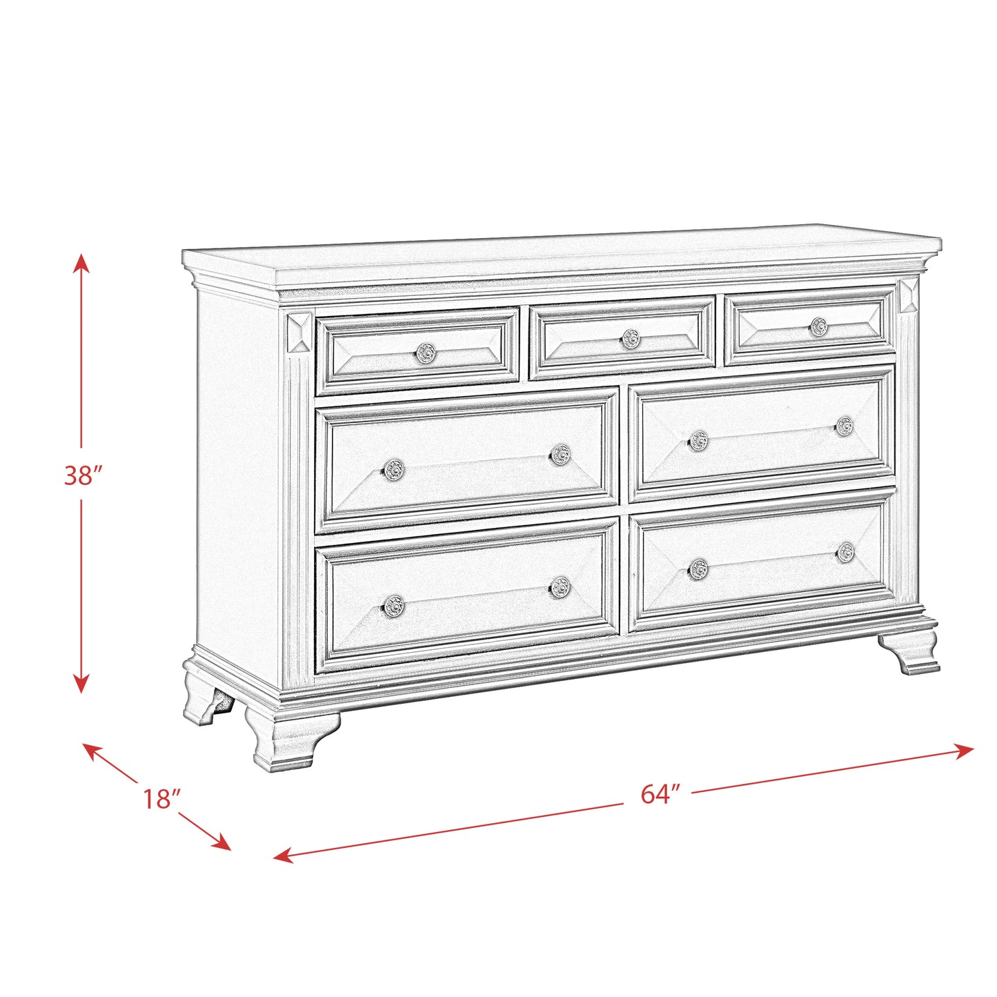 Calloway - 7-Drawer Dresser - White