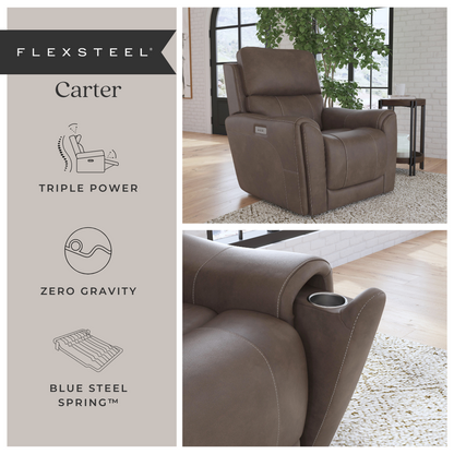 Flexsteel Carter Triple Power Recliner – Cappuccino