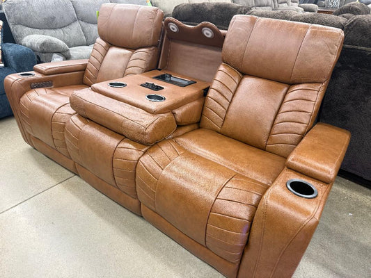 Cheers Immersive Audio Power Reclining Leather Sofa