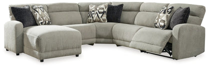 Colleyville - Stone - 5-Piece Power Reclining Sectional With Laf Press Back Power Chaise And Armless Chairs