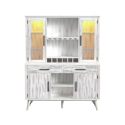 Rogen Rustic - Buffet & Hutch With LED - Rustic White