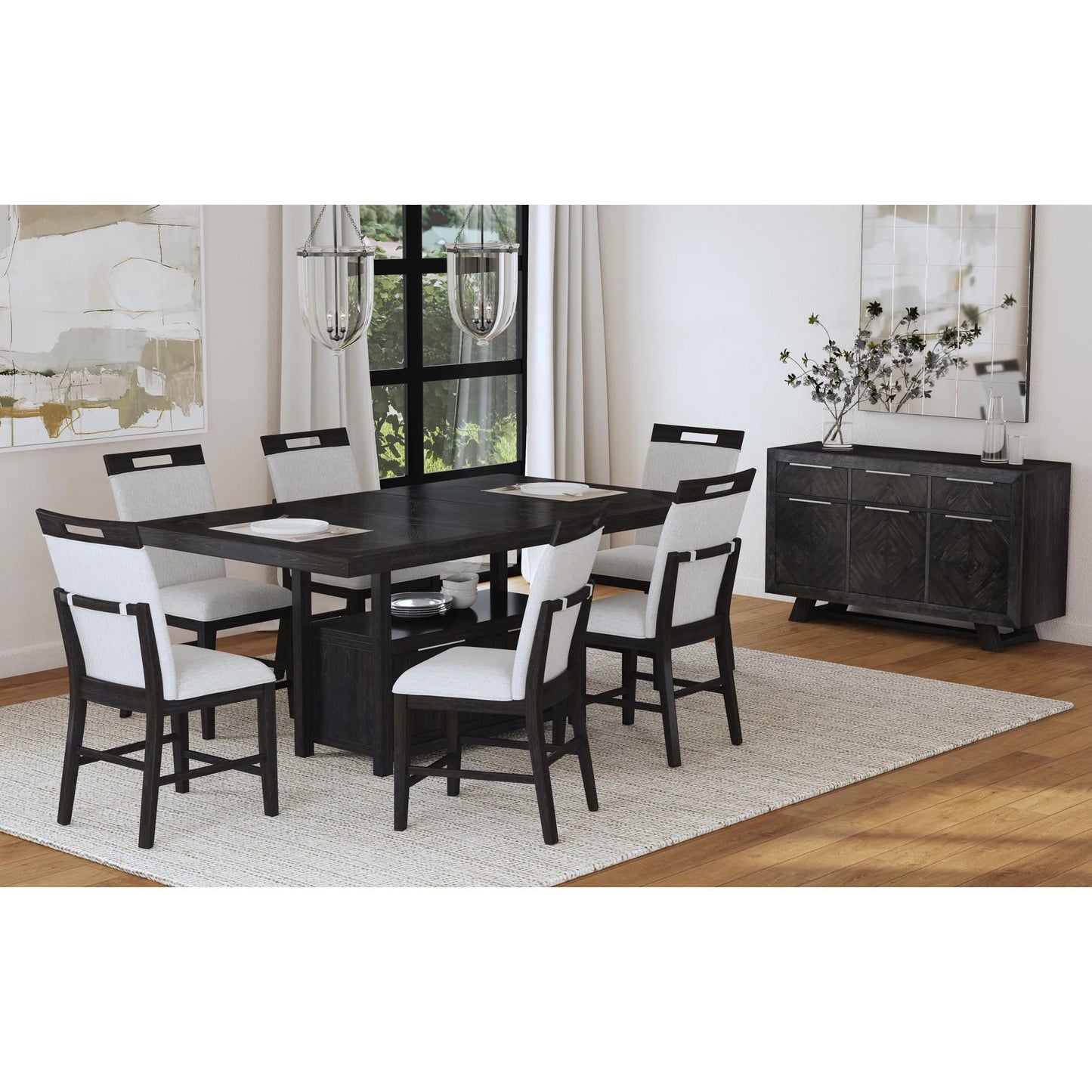 Transcend - 7 Piece Counter Height Dining Set (Table And Six Chairs) - Charcoal