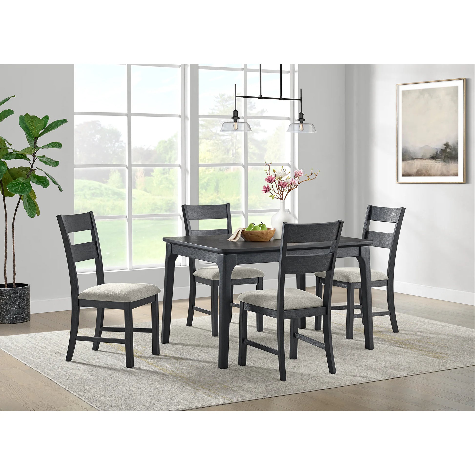 Garcia Piece Dining Set With Table And Chairs Black