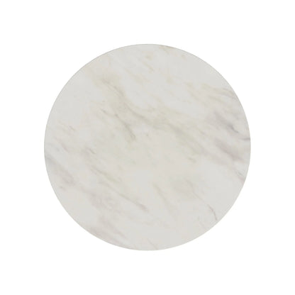 Sylvie - Round Dining Table (Top With Faux Marble And Base) - Dark Brown / White