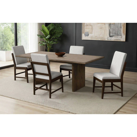 Brisbane - 5 Piece Standard Height Dining Set (Table And Four Fabric Chairs) - Brown