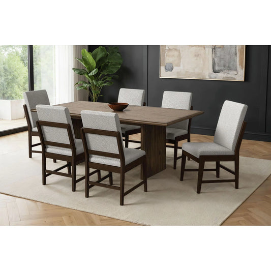 Brisbane - 7 Piece Standard Height Dining Set (Table And Six Fabric Chairs) - Brown