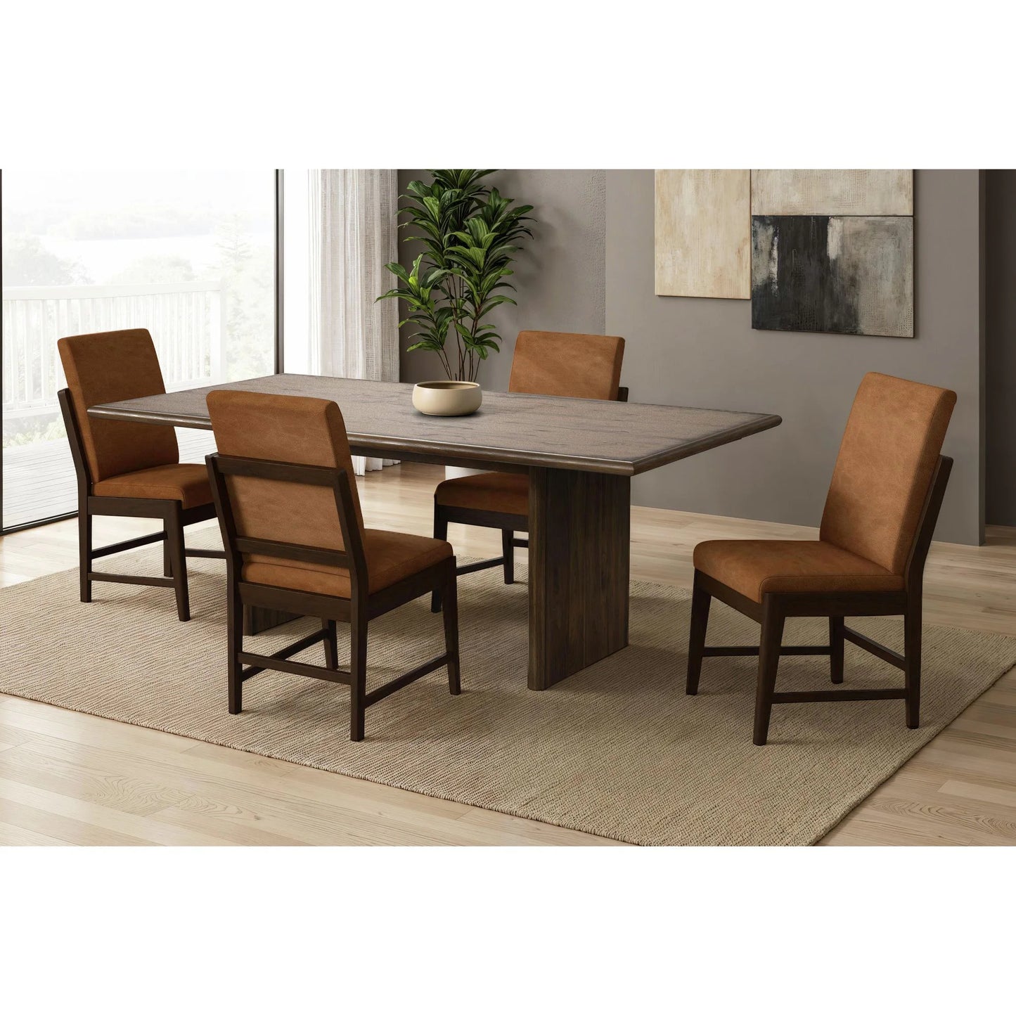 Brisbane - Dining Side Chair With Bozeman Brown PU (Set of 2) - Brown