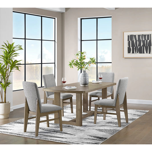 Portland - 5 Piece Standard Height Dining Set (Rectangular Table And Four Chairs) - Gray / Light Brown