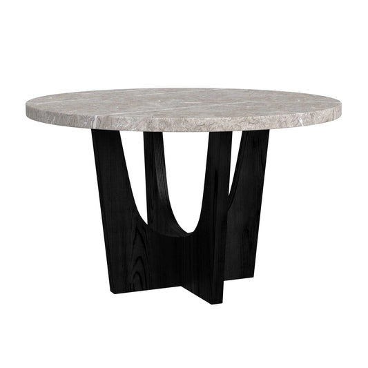 Oregon - Round Counter Table With Faux Marble Top - Black / Gray