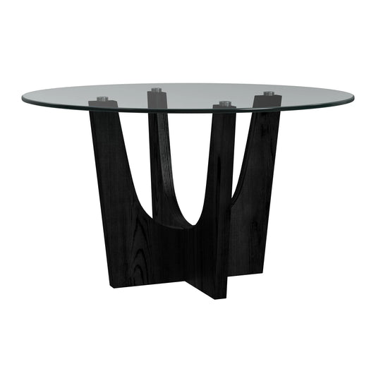 Oregon - Round Dining Table With Glass Top - Black