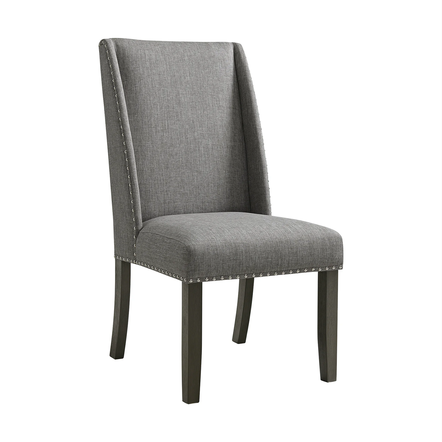 Everdeen - Side Chair With Gray Fabric and Nail Heads (Set of 2) - Charcoal