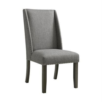 Everdeen - Side Chair With Gray Fabric and Nail Heads (Set of 2) - Charcoal