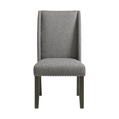 Everdeen - Side Chair With Gray Fabric and Nail Heads (Set of 2) - Charcoal