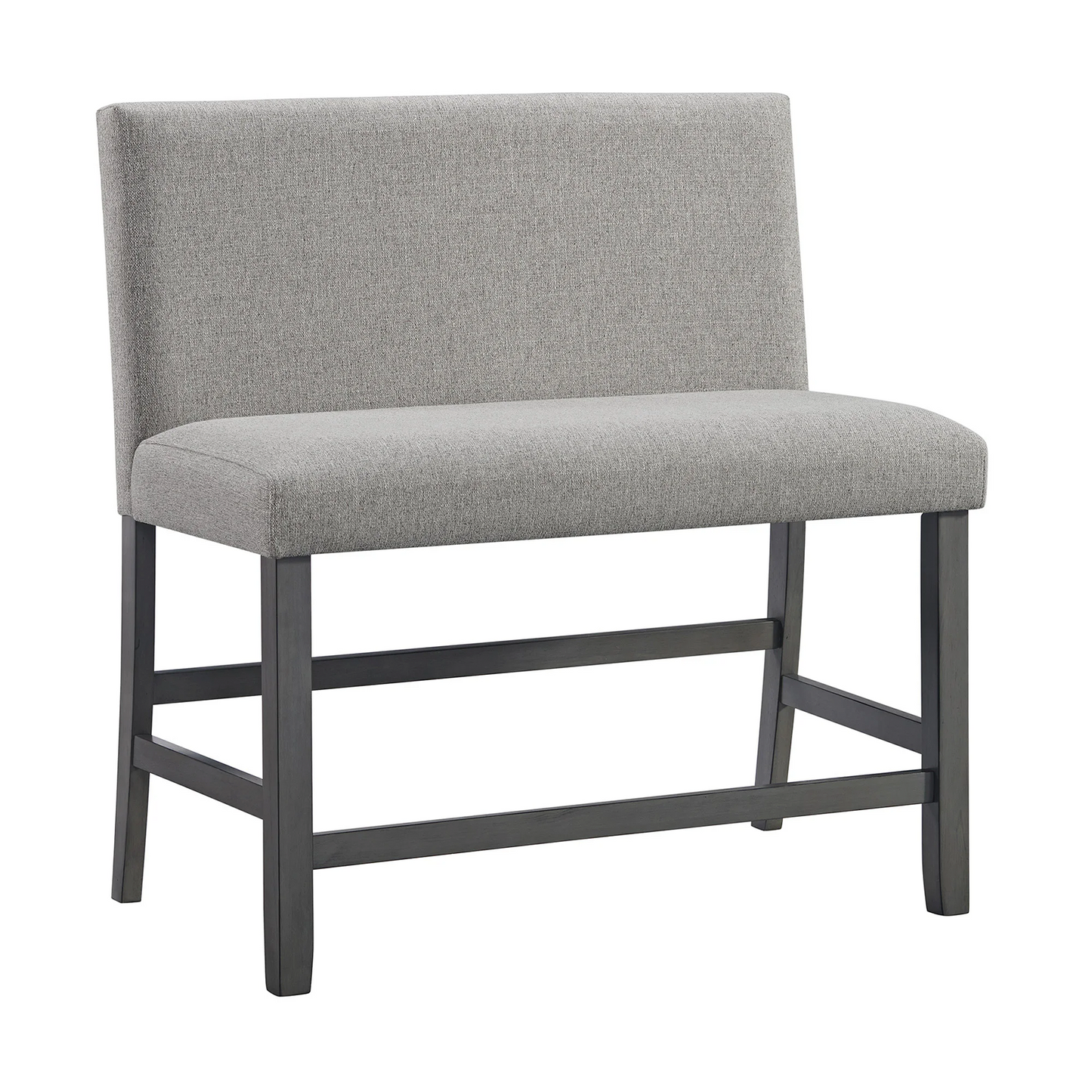 Seneca - Counter Bench With Upholstered Back And Gray Fabric - Gray