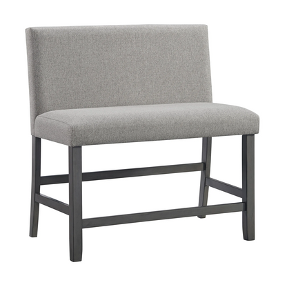 Seneca - Counter Bench With Upholstered Back And Gray Fabric - Gray