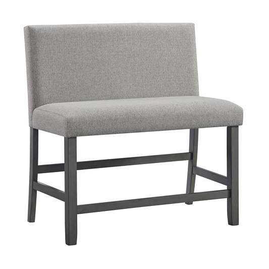 Seneca - Counter Bench With Upholstered Back And Gray Fabric - Gray