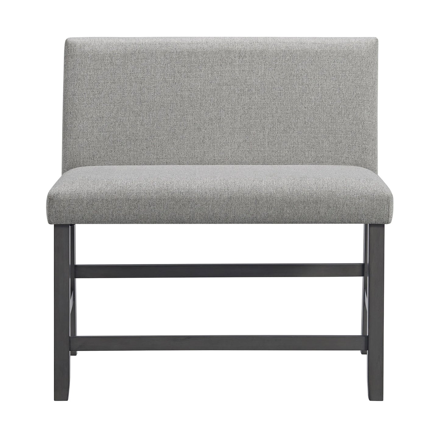 Seneca - Counter Bench With Upholstered Back And Gray Fabric - Gray
