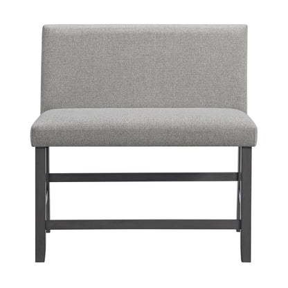 Seneca - Counter Bench With Upholstered Back And Gray Fabric - Gray
