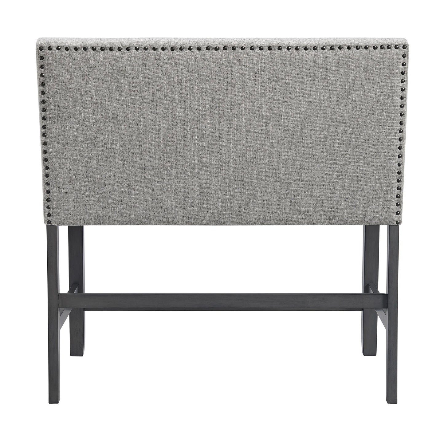 Seneca - Counter Bench With Upholstered Back And Gray Fabric - Gray