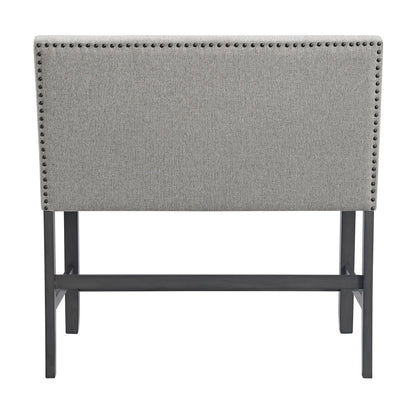 Seneca - Counter Bench With Upholstered Back And Gray Fabric - Gray