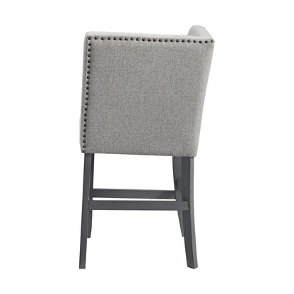 Seneca - Counter Corner Bench With Upholstered Back And Gray Fabric - Gray