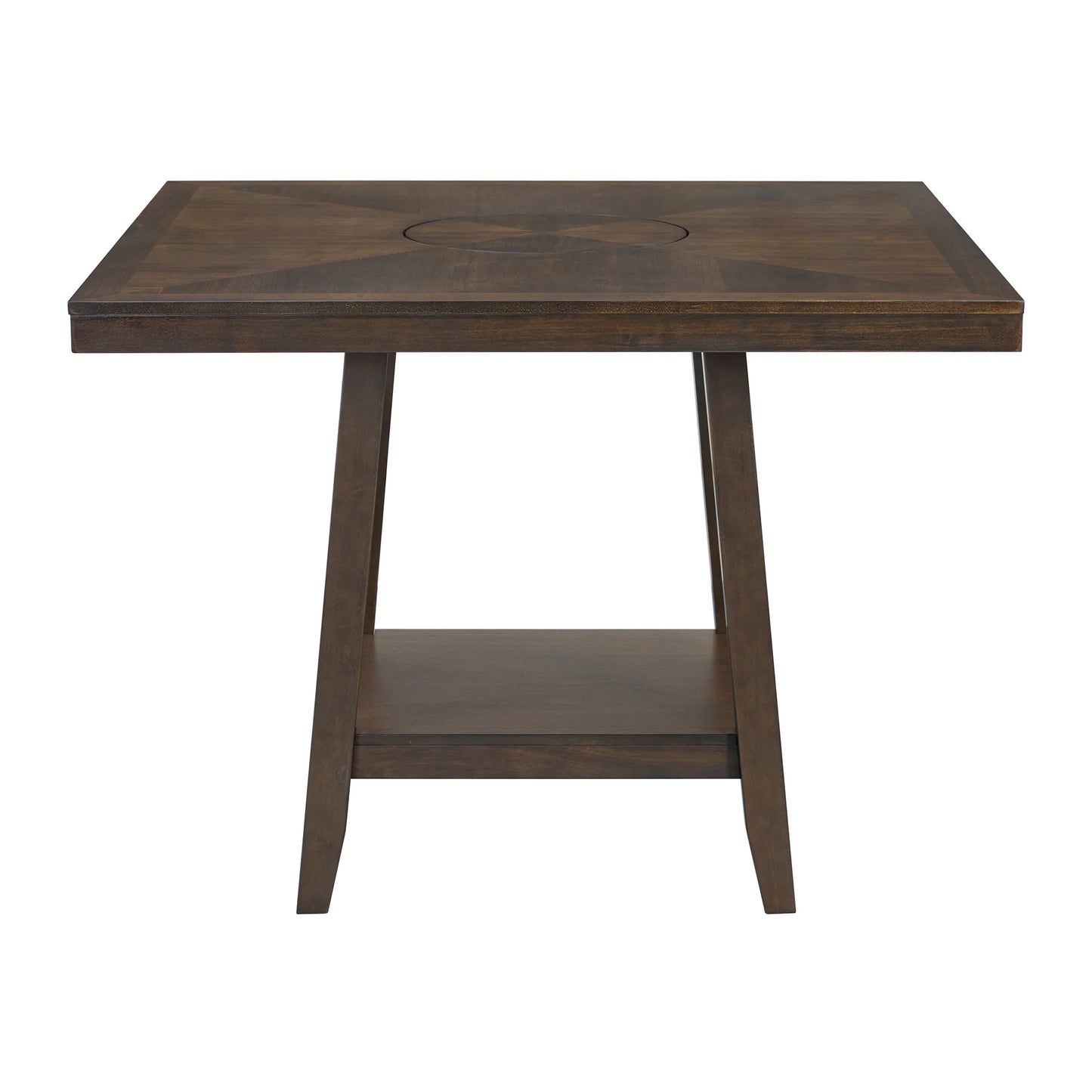 Seneca - Square Counter Table With Lazy Susan - Brown