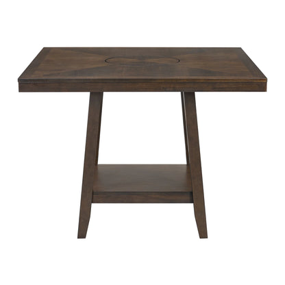 Seneca - Square Counter Table With Lazy Susan - Brown