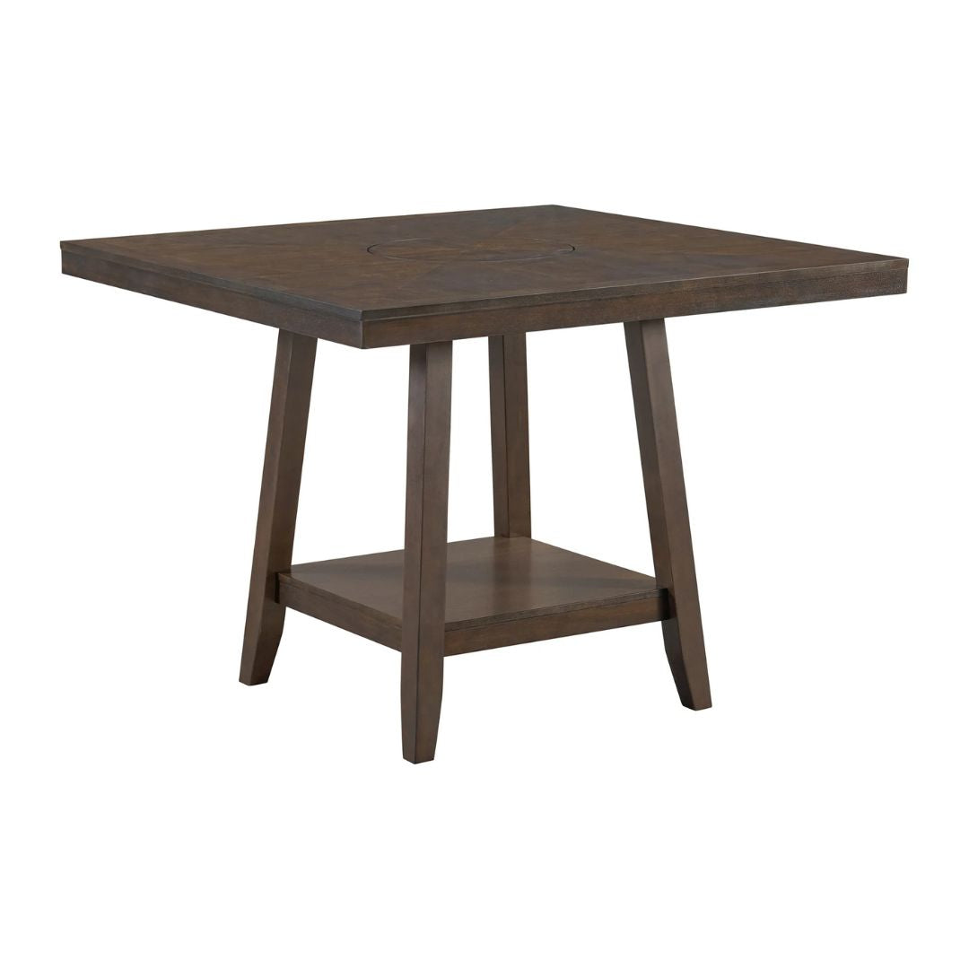 Seneca - Square Counter Table With Lazy Susan - Brown