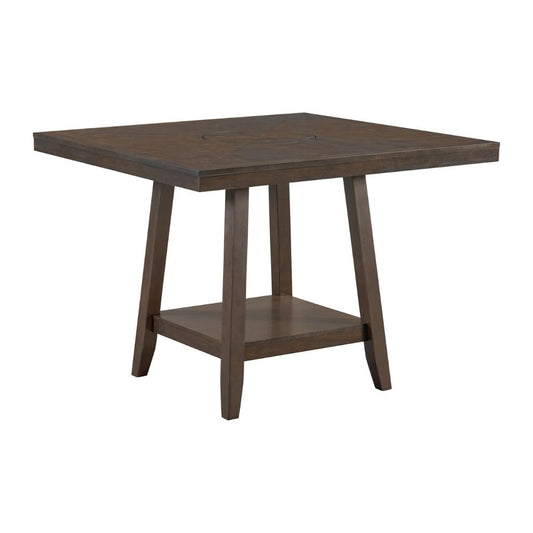 Seneca - Square Counter Table With Lazy Susan - Brown