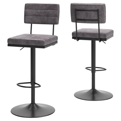 Strumford - Gray / Black - Tall Swivel Barstool (Set of 2) With Cushioned Back