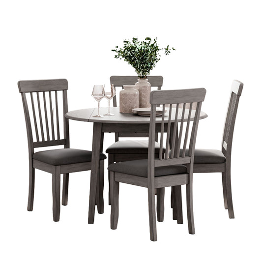 Shullden - Gray - 5 Pc. - Drop Leaf Table, 4 Side Chairs