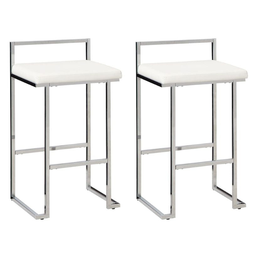 Madanere - White / Chrome Finish - Tall Uph Stool (Set of 2)