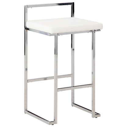 Madanere - White / Chrome Finish - Tall Uph Stool (Set of 2)