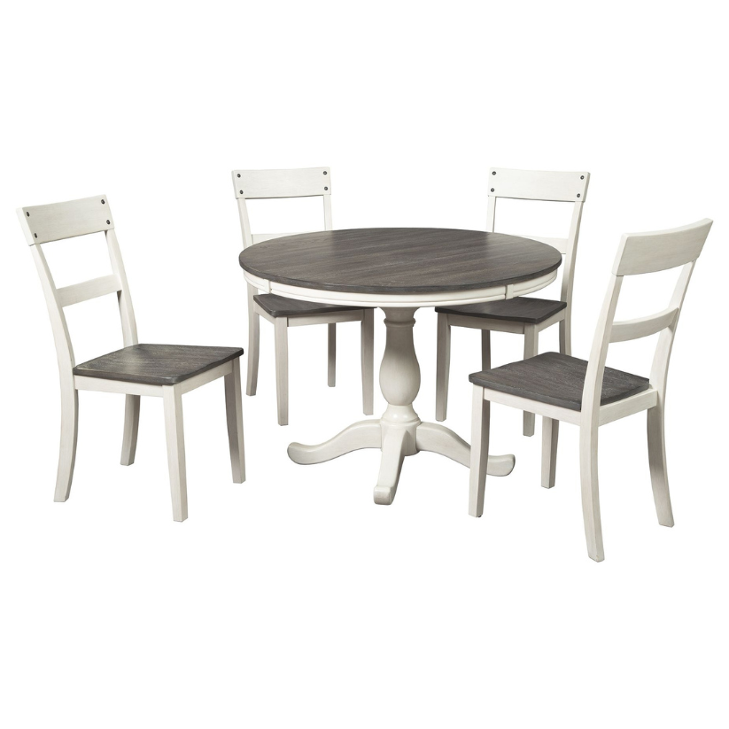 Nelling - White / Brown / Beige - 6 Pc. - Dining Room Table, 4 Side Chairs