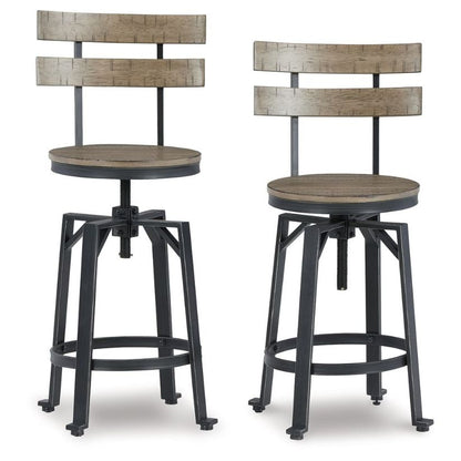 Lesterton - Light Brown / Black - Swivel Barstool (Set of 2)