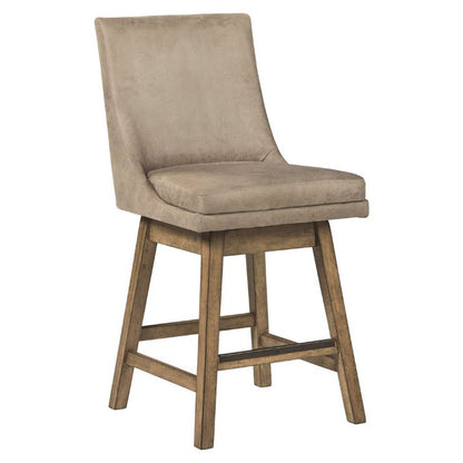 Tallenger - Dark Brown - Uph Swivel Barstool (Set of 2)