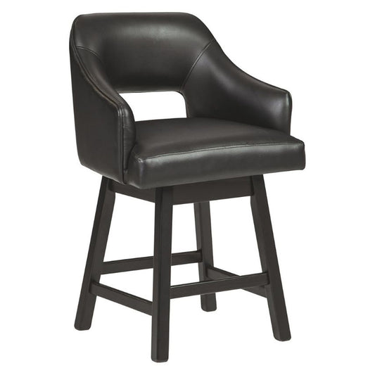 Tallenger - Black / Dark Brown - Uph Swivel Barstool (Set of 2)