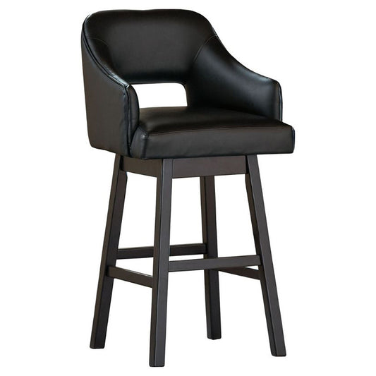 Tallenger - Black / Dark Brown - Tall Uph Swivel Barstool(Set of 2)