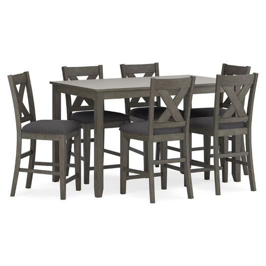 Caitbrook - Gray - Rect Drm Counter Table Set (Set of 7)