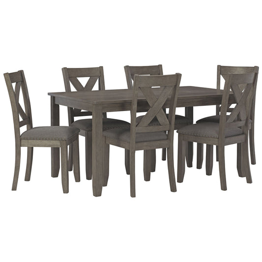 Caitbrook - Gray - Rect Drm Table Set (Set of 7)