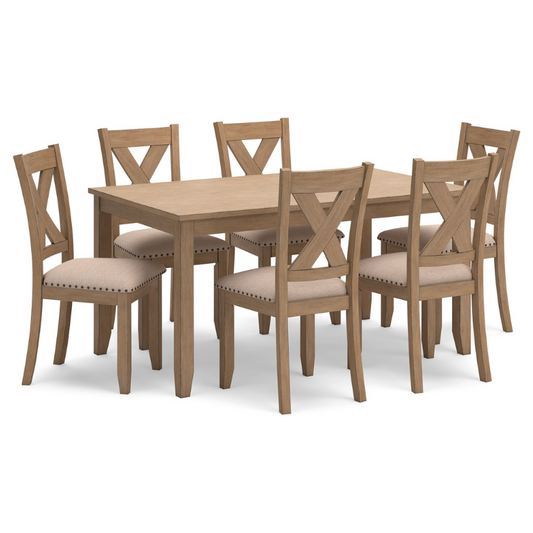 Sanbriar - Light Brown - Rect Drm Table Set (Set of 7)