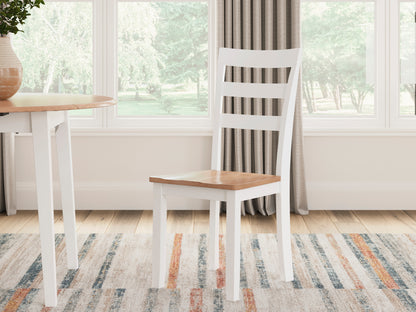 Gesthaven - Natural / White - 3 Pc. - Round Dining Room Drop Leaf Table, 2 Side Chairs