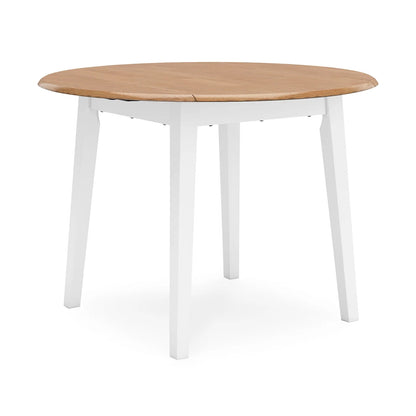 Gesthaven - Natural / White - Round Dining Room Drop Leaf Table