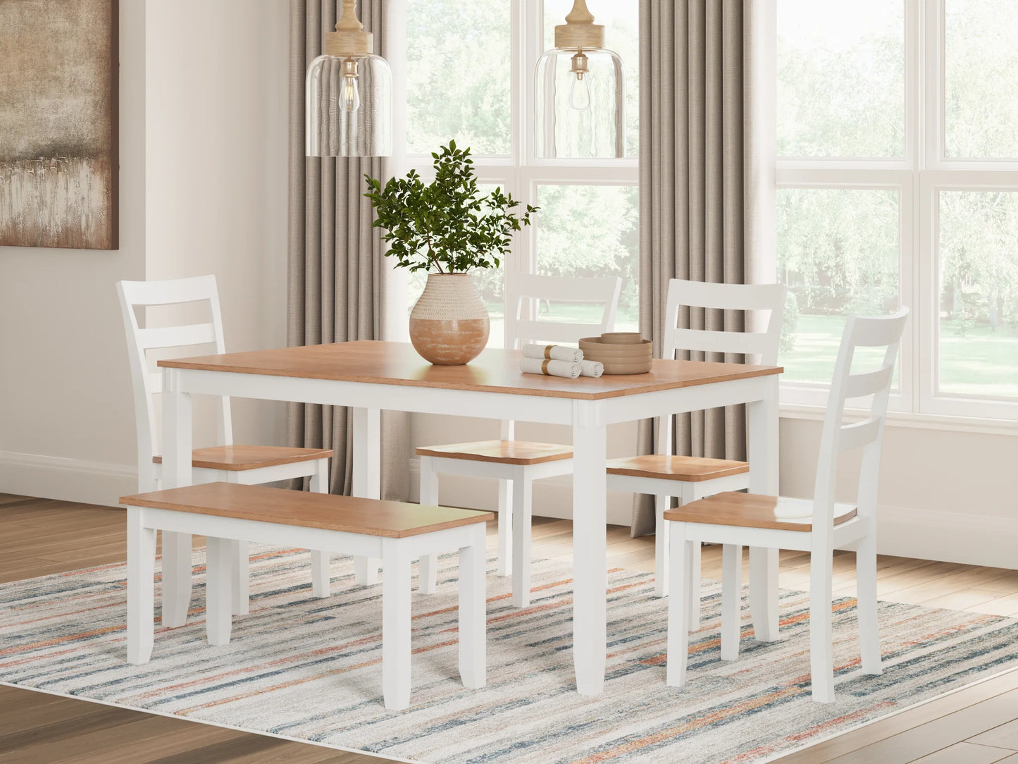 Gesthaven - Natural / White - Dining Room Table Set (Set of 6 display picture 1
