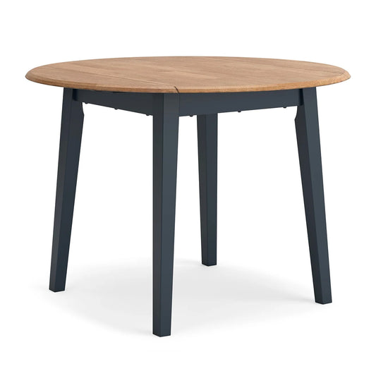 Gesthaven - Natural / Blue - Round Dining Room Drop Leaf Table
